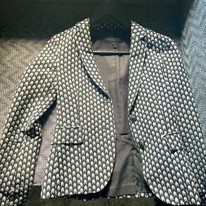 Rag and Bone chevron check blazer in black and white.